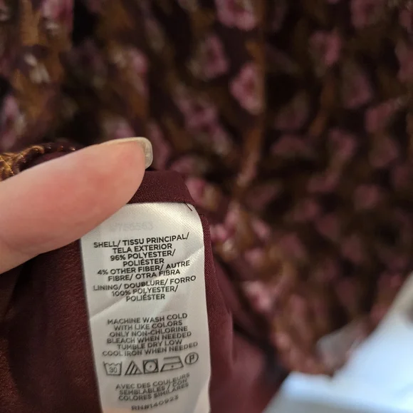 Loft Floral Long Sleeve Dress V Neck Size Medium - Picture 6 of 7